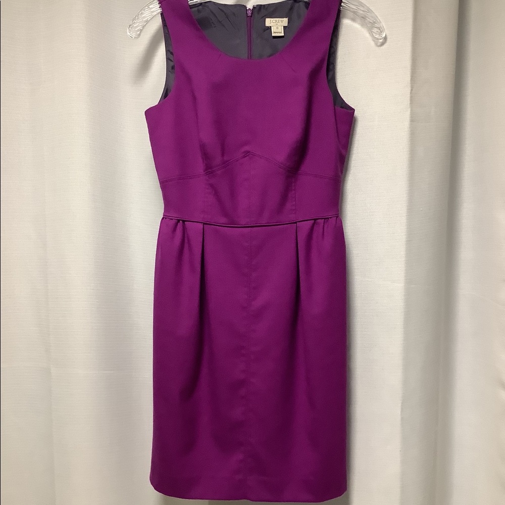 J Crew sz 0 lined purple dress w/pockets